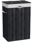 Foldable Bamboo Laundry Hamper with Lid & Removable Liner – Black - image 1