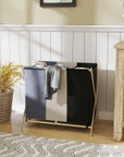 129L Foldable 3-Compartment Laundry Sorter with Bamboo Frame – Multicolour - image 2