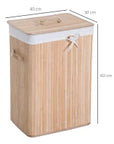 70L Foldable Bamboo Laundry Hamper with Lid & Removable Liner – Natural - image 3
