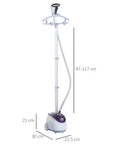 1800W Upright Garment Steamer with 1.8L Tank & 11 Heat Settings – White & Purple - image 3
