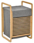 Portable Bamboo Laundry Hamper with Lid & Removable Liner – Natural & Grey - image 1