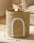 24.7L Woven Storage Basket with Rainbow Detail – Natural - image 3