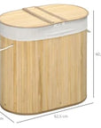 100L Bamboo Double Laundry Hamper with Removable Liner – Natural - image 3