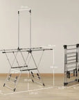 5-Level Foldable Stainless Steel Drying Rack with Shoe Holders – Silver - image 3