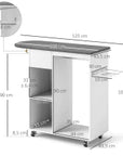 Mobile Ironing Station with Drawer, Clothes Rails & Storage – White - image 3