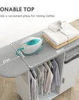 Foldable Ironing Cabinet with Hanging Rail & Adjustable Shelf – White - image 4