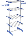 4-Tier Adjustable Clothes Airer with Wheels – Blue & Silver - image 1