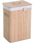 70L Foldable Bamboo Laundry Hamper with Lid & Removable Liner – Natural - image 1