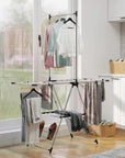 5-Level Foldable Stainless Steel Drying Rack with Shoe Holders – Silver - image 2