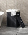 Foldable Bamboo Laundry Hamper with Lid & Removable Liner – Black - image 2