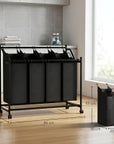 108L 4-Compartment Rolling Laundry Sorter with Handles – Black - image 3