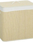 144L 3-Compartment Bamboo Laundry Hamper with Lid – Cream - image 1