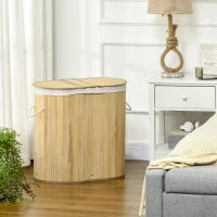 100L Bamboo Double Laundry Hamper with Removable Liner – Natural - image 2