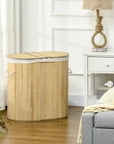 100L Bamboo Double Laundry Hamper with Removable Liner – Natural - image 2