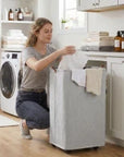 50L Foldable Rolling Laundry Hamper with Lid & Removable Bag – Grey - image 2