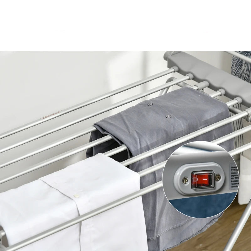 Electric Foldable Heated Clothes Airer with Wings 230W - Silver