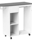 Mobile Ironing Station with Drawer, Clothes Rails & Storage – White - image 1