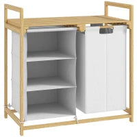 Bamboo Laundry Storage Unit with Hamper & Fabric Drawer – White & Natural - image 1