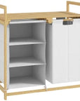 Bamboo Laundry Storage Unit with Hamper & Fabric Drawer – White & Natural - image 1