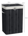 Foldable Bamboo Laundry Hamper with Lid & Removable Liner – Black - image 3