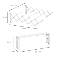 Wall-Mounted Extendable 5-Bar Clothes Airer – White - image 3