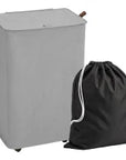 50L Foldable Rolling Laundry Hamper with Lid & Removable Bag – Grey - image 1