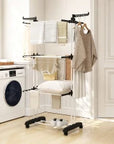 4-Tier Foldable Clothes Drying Rack with Wheels – Black & Silver - image 2