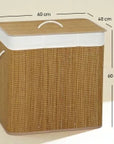 144L 3-Compartment Bamboo Laundry Hamper with Lid – Brown - image 3