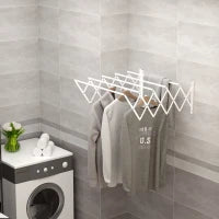 Wall-Mounted Extendable 5-Bar Clothes Airer – White - image 2