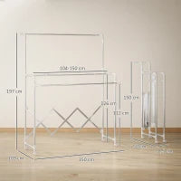 3-Bar Adjustable Stainless Steel Clothes Airer with Wheels – Silver - image 3