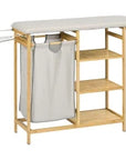 57.4L Bamboo Laundry Station with Ironing Board, Iron Holder & 3 Shelves – Natural & Grey - image 1