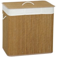 144L 3-Compartment Bamboo Laundry Hamper with Lid – Brown - image 1