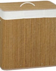 144L 3-Compartment Bamboo Laundry Hamper with Lid – Brown - image 1