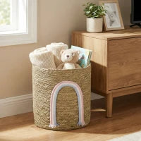 24.7L Woven Storage Basket with Rainbow Detail – Natural - image 4