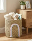 24.7L Woven Storage Basket with Rainbow Detail – Natural - image 4