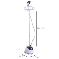 1800W Upright Garment Steamer with 1.8L Tank & 11 Heat Settings – White & Purple - image 3
