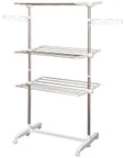 3-Tier Stainless Steel Clothes Airer with Wheels – White & Silver - image 1
