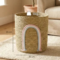 24.7L Woven Storage Basket with Rainbow Detail – Natural - image 3