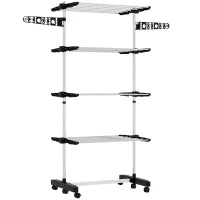 4-Tier Collapsible Clothes Airer with Wheels – Black & Silver - image 1