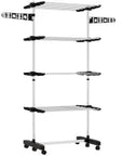 4-Tier Collapsible Clothes Airer with Wheels – Black & Silver - image 1
