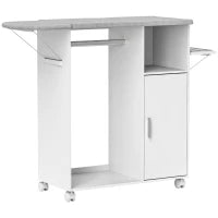 Foldable Ironing Cabinet with Hanging Rail & Adjustable Shelf – White - image 1