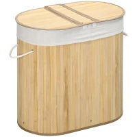 100L Bamboo Double Laundry Hamper with Removable Liner – Natural - image 1