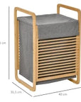 Portable Bamboo Laundry Hamper with Lid & Removable Liner – Natural & Grey - image 3