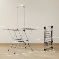 5-Level Foldable Stainless Steel Drying Rack with Shoe Holders – Silver - image 3