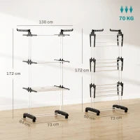 4-Tier Foldable Clothes Drying Rack with Wheels – Black & Silver - image 3