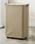 50L Foldable Rolling Laundry Hamper with Lid & Removable Bag – Brown - image 3