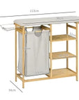 57.4L Bamboo Laundry Station with Ironing Board, Iron Holder & 3 Shelves – Natural & Grey - image 3