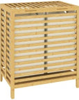 64L Bamboo Double Laundry Hamper with Lid – Natural & Cream - image 1