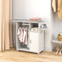 Foldable Ironing Cabinet with Hanging Rail & Adjustable Shelf – White - image 2