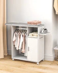 Foldable Ironing Cabinet with Hanging Rail & Adjustable Shelf – White - image 2